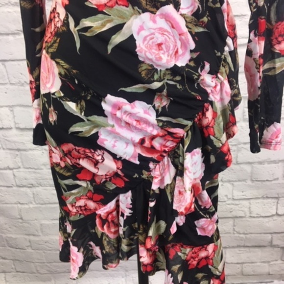 Juniors' Rose-Print Mesh Ruffle Dress - Picture 7 of 8